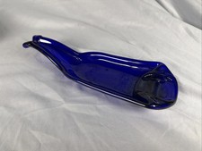 Vintage Cobalt Blue Melted Glass Bottle Spoon Rest - 9&rdquo; Long