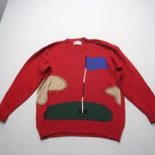 Vintage Slazenger Mens Golf Sweater XXL Novelty Red Pullover Cotton Grandpa