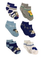 Disney 6 Pair Infant Boys Mickey Mouse Pluto Dog Baby Socks 6-12 Months
