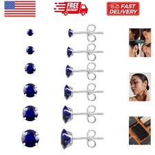 6 Pairs Stud Earrings Set, Hypoallergenic Cubic Zirconia 316L Earrings Stainl...