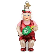 Old World Christmas Pickleball Mrs. Claus Glass Ornament Free Box 5 inch