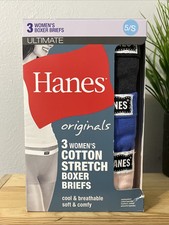 HANES 3 PK Originals Women's Breathable Cotton Boxer Briefs Underwear Size Small