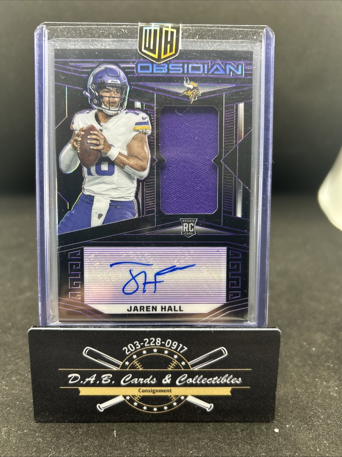 2023 Panini Obsidian JAREN HALL Purple Rookie Patch Auto RPA RC #D /75 Vikings