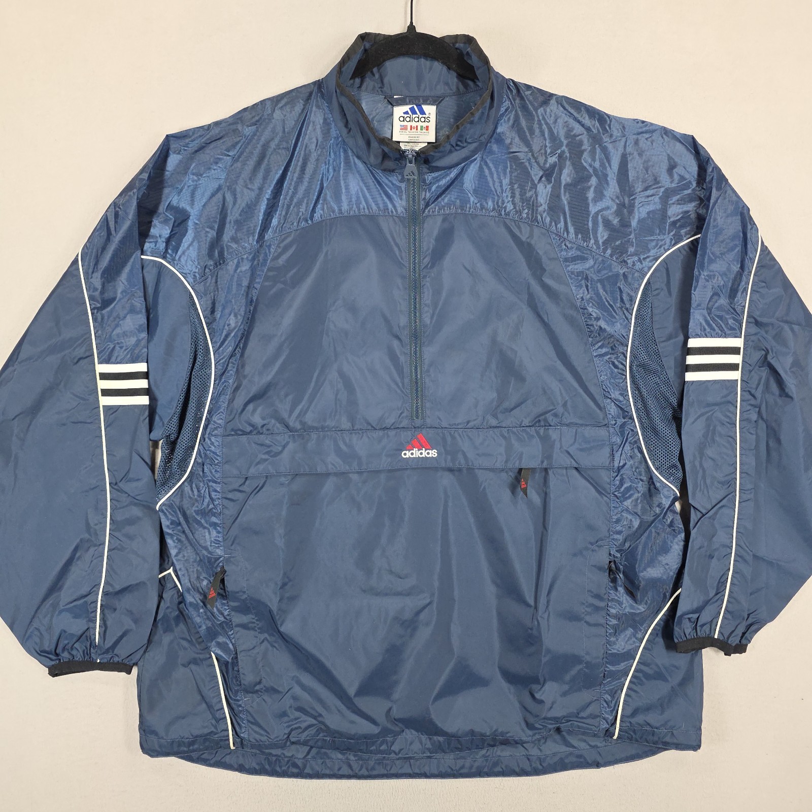 Vintage Adidas Windbreaker Jacket Men's XL Blue Big Pocket Lightweight Track 90s thumbnail 3