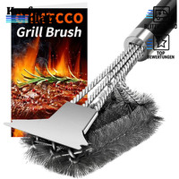 GrillbüRste Edelstahl 3-In-1 Mit Abstreifer Und WäRmedäMmung Griff FüR Grillrost