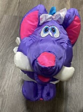 1994 Fisher Price Big Things Purple Pink White Elephant Nylon Puffalump Plush