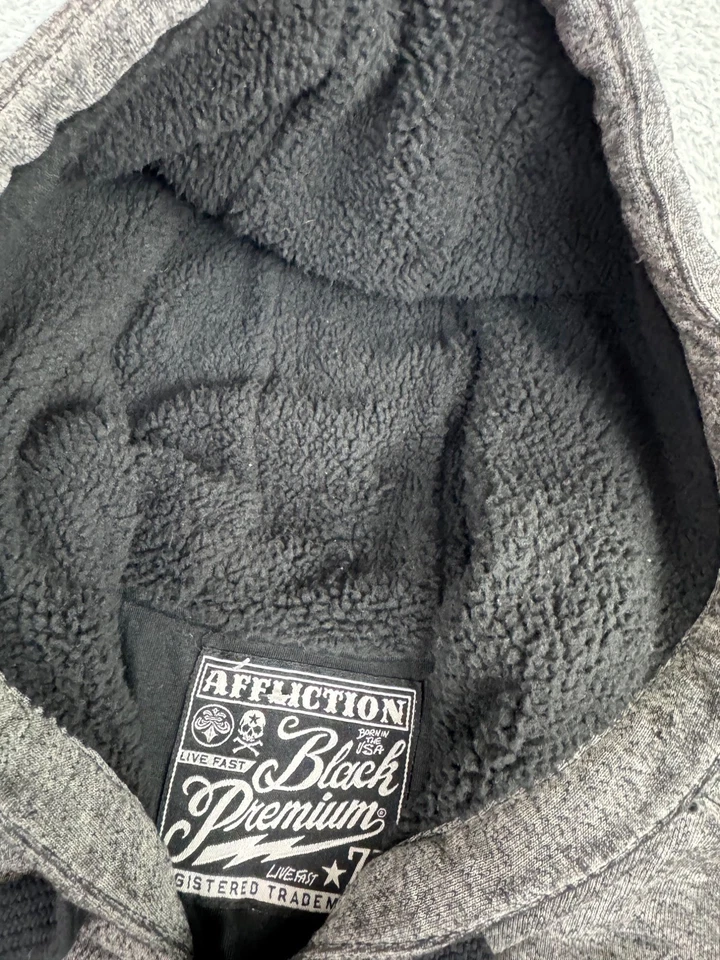 Chaqueta Affliction negra premium acolchada con capucha para hombre gris poliuretano algodón azul Foto 3 de 4
