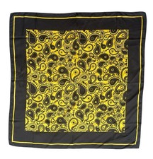 Satin Scarf 100% Silk Black Gold Paisley 31.5” x 31.5” Dressy Business Career