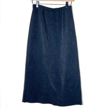 Black elastic waist ribbed a line midi skirt size large L B195