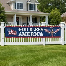 250th-Anniversary God Bless America Banner 118 x 20 Inch 4th of July Outdoor Dec