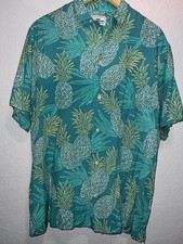 Reyn Spooner Pineapple Hawaiian Shirt XL Green Aloha Spun Rayon Pineapples