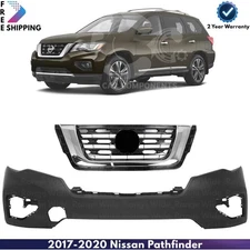Front Bumper Cover Paintable & Grille Assembly For 2017-2020 Nissan Pathfinder