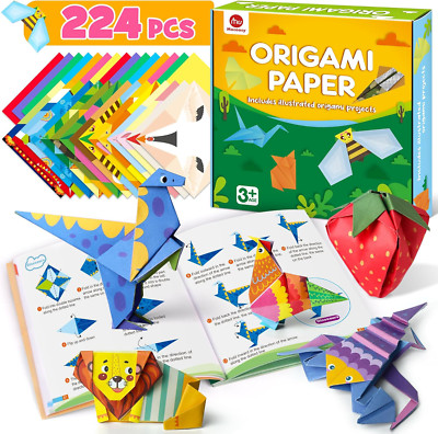 Mocoosy Origami Papier Set für Kinder, 224 Blatt doppelseitiges Origami Papier mit