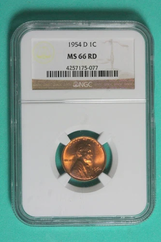 1954 D NGC MS66 RD Lincoln Wheat Cent #B25625