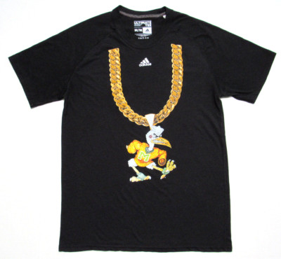 Adidas Miami Hurricanes Sebsastian the Ibis Link Chain T-Shirt Men's Size M