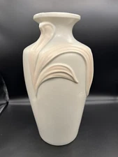 Harris Pottery of Chicago Vase Vintage 16” Pink & Cream Floral Art Nouveau Style