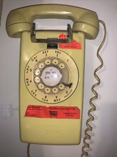 Vintage Bell Yellow 554 BMP Rotary Dial Wall Telephone Retro