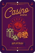 Online Casino Go Play Enjoy Aluminum Tin Sign Plaque Man Cave Bar Decor S69