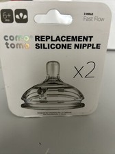 Como Tomo  Silicone Replacement Nipples 2ct Fast Flow 3 Hole - New  Sealed