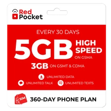 $12/Mo RedPocket Prepaid Plan: UnImtd Everything, GSMA 5GB(GSMT & CDMA 3GB)