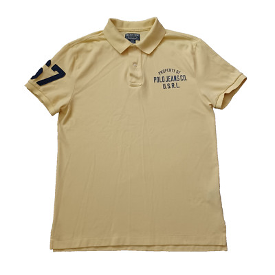 Vtg Polo Ralph Lauren Polo Jeans Co Shirt Mens M Yellow #67 USRL Graphic Logo