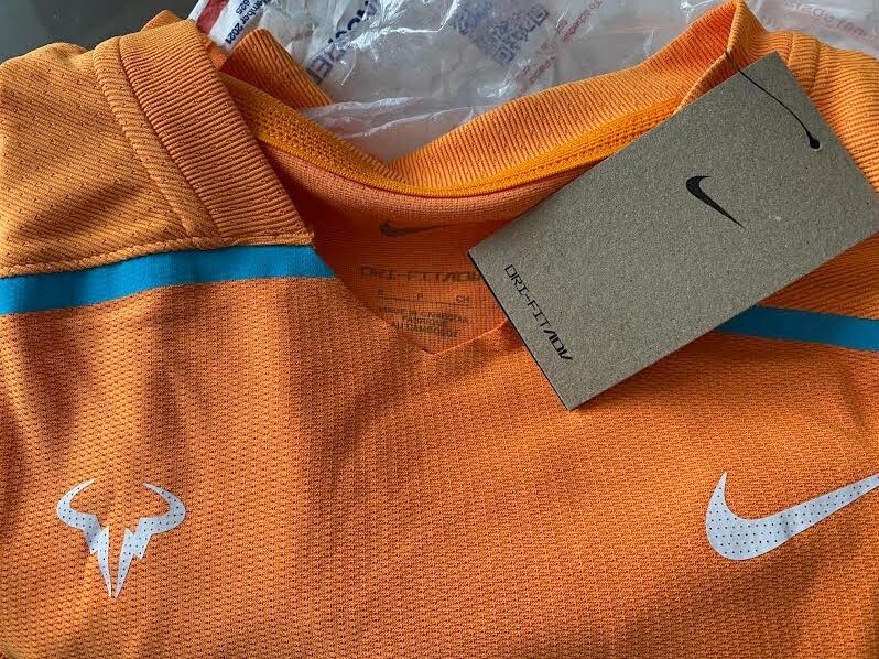 NIKE RAFAEL RAFA NADAL SHIRT ORANGE BLUE BULL ADV AUSTRALIAN