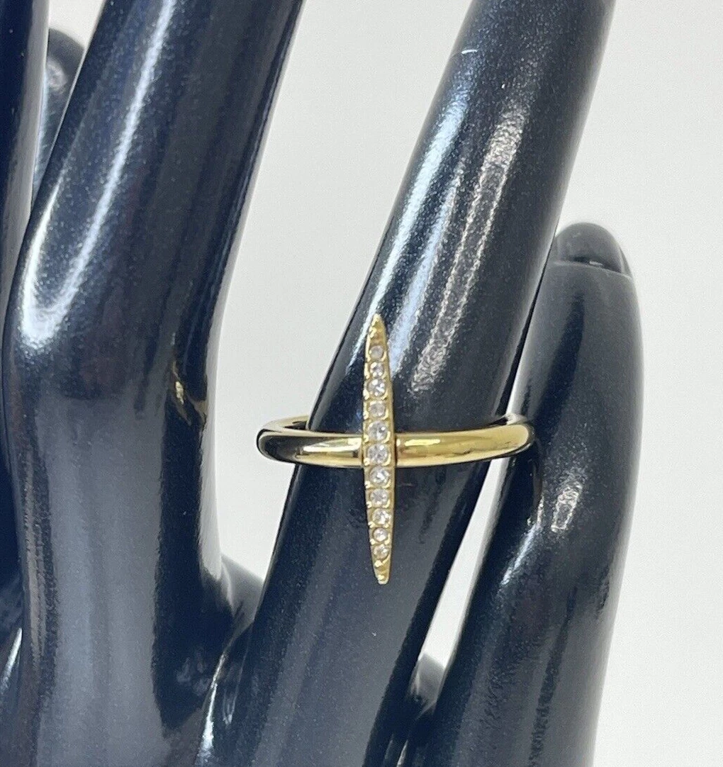 Nuovo (senza etichetta) Michael Kors Brilliance Matchstick Pavimentazione Cristallo Taglia 7 Tono Oro