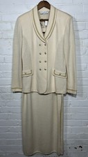 St John Evening Ivory Skirt Set w Gold Embroidery Size 10 Vintage NWT Maxi Cream