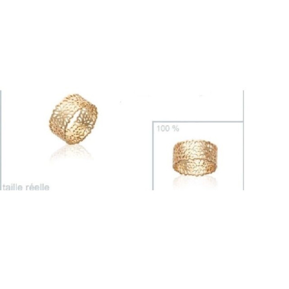 Bague anneau dentelle taille 52 en plaqué or 18 carats 750/000 poinçonné pour femme