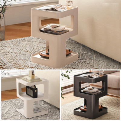 3 Tier Metal Nightstand Small End Table Bed Side Table for Living Room Bedroom