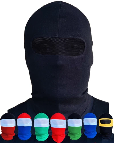 Sturmhaube mit Netz vor Augen in schwarz Hooligans Ultras Maske Balaclava Beanie - Bild 6 von 6