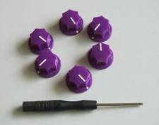 6x Guitar Small Size MXR Style AMP Knob Effect Pedal Knob w/ Brass Insert Purple