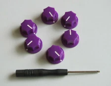 6x Guitar Small Size MXR Style AMP Knob Effect Pedal Knob w/ Brass Insert Purple