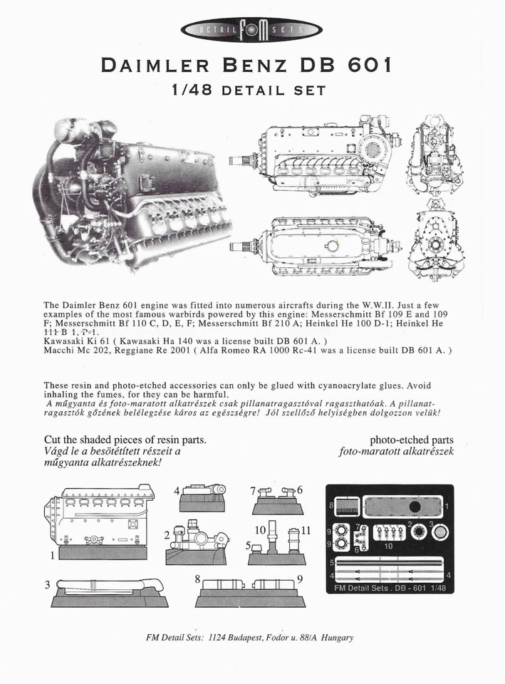 FM DETAIL SETS 489701 - DAIMLER BENZ DB 601 - 1/48 RESIN KIT - Immagine 3 di 3