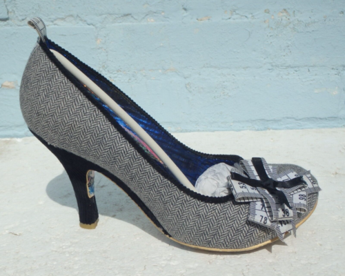 Ruban de chaussures à choix irrégulier noir blanc tweed Royaume-Uni 6 boîtes talon haut court - Photo 1/16