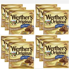 12 Packs STORCK Werther's Original *SUGAR FREE* "CARAMEL CHOCOLATE" Hard Candies