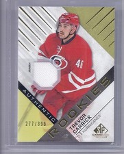 16-17 2016-17 SP GAME USED TREVOR CARRICK GOLD ROOKIE JERSEY /399 198 HURRICANES