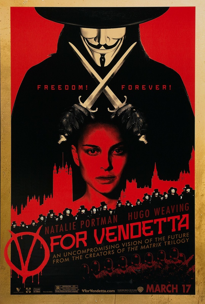 V For Vendetta movie poster (c) Natalie Portman - 11 x 17 inches 