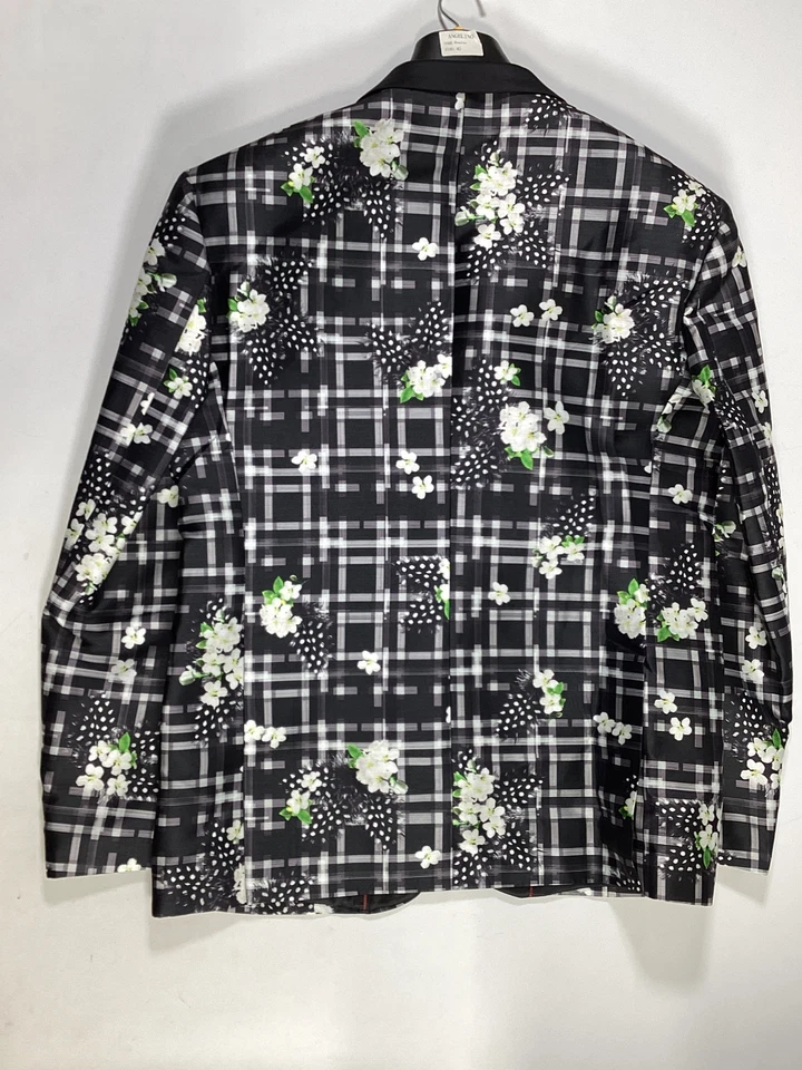 Chaqueta de esmoquin floral negra Angelino para hombre ropa formal NUEVA Foto 2 de 4