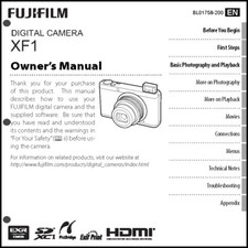 FujiFilm FinePix XF1 Digital Camera Owner's Manual User Guide Instruction