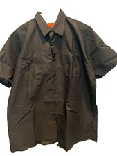 Red Kap Short Sleeve Work Shirt XL, NEW Black Cotton Blend, 2 Shirt Pockets