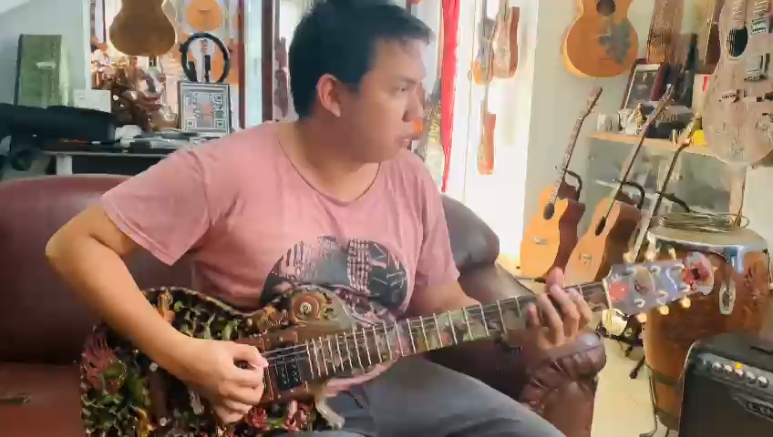 Electric Guitar Handmade by Blueberry Dragon Motif SD