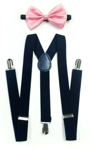 NUOVO Rosa Papillon e Bretelle Blu Navy Set Smoking Abito di Nozze | eBay
