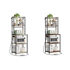 WOLTU Küchenregal Standregal mit Steckdosen Haken Bäckerregal Mikrowellen-Regal