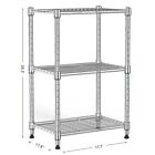 Chrome 3 Shelves Wire Shelving Rack Adjustable Garage Kitchen Bathroom Storage