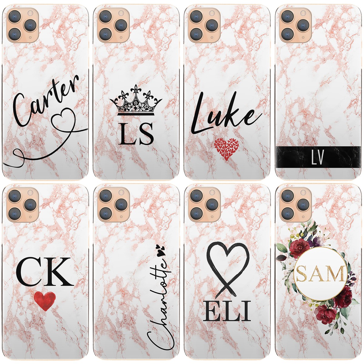Personalised Initial Phone Case For Samsung S21/S21+ Pink Marble