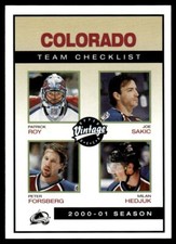2001 Upper Deck Vintage #70 Avalanche Checklist - Colorado Avalanche