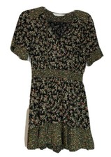 Zara XS Black floral ruffle black Dress Ruffle Peasant BOHO