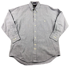 Chaps Ralph Lauren Mens Shirt Sz 16 32/33 Blue Check Button-Down Long Sleeve