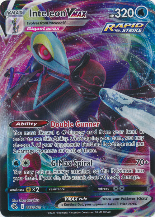 Inteleon VMAX - 079/264 Ultra Rare Fusion Strike NM Pokemon Inteleon VMAX - 079/264 Ultra Rare Fusion Strike NM Pokemon